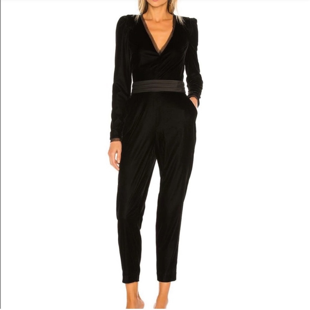 Rachel Zoe Rafaele Black Velvet Jumpsuit